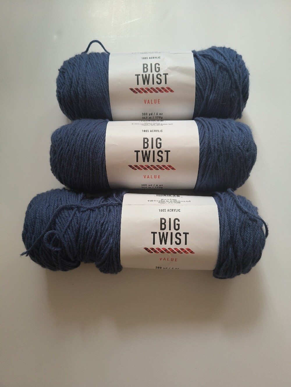Big Twist Value Yarn Slate Blue 100% Acrylic Lot Of 3 Skeins || New With Tags